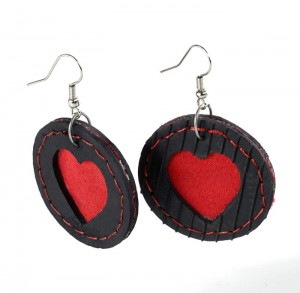 Boucles d'oreilles Marron Rouge